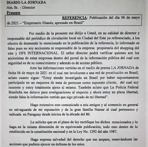 LIBANÉS CONFIRMA QUE ES INVESTIGADO EN BRASIL POR PROSTITUCIÓN Y NIEGA SER DUEÑO DE SHOPPINGS