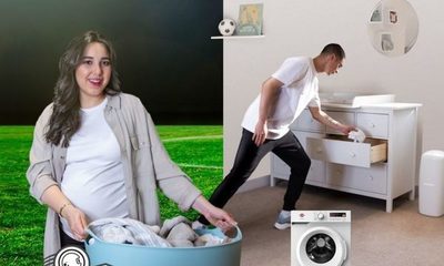 Almirón y su doña pelan panza de embarazados para publicidad (video)