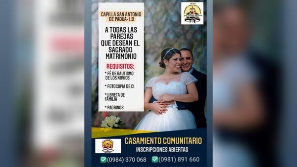 Organizan gran casamiento comunitario en capilla de Luque