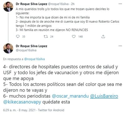 Borba no pidió al Dr. Roque Silva su renuncia, asegura viceministro - Nacionales - ABC Color