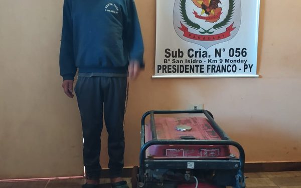 Detienen a sujeto que robó generador de energía