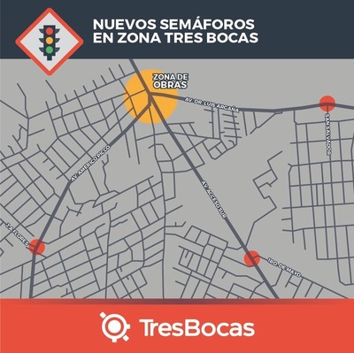 Colocarán semáforos en tres cruces claves de la zona Tres Bocas | .::Agencia IP::.