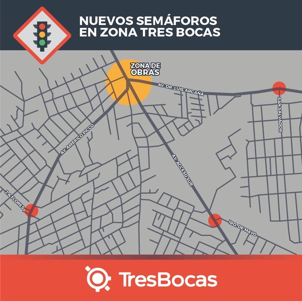 Colocarán semáforos en tres cruces claves de la zona Tres Bocas | .::Agencia IP::.