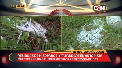 Arrojan residuos de hisopados y tapabocas al costado de la autopista Ñu Guasu
