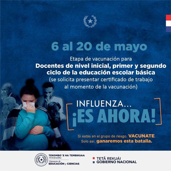MEC extiende invitación a docentes a vacunarse contra la influenza | .::Agencia IP::.