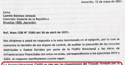 La Nación / Binacionales notificaron a CGR que no es posible una auditoría