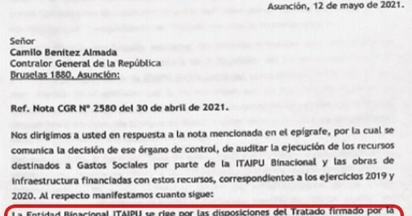 La Nación / Binacionales notificaron a CGR que no es posible una auditoría
