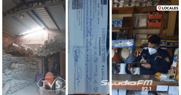 HURTAN CHEQUE DE UN LOCAL DE VENTAS DE MATERIALES DE CONSTRUCCIÓN