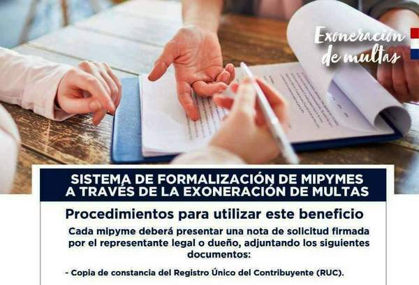 Exoneración de multas a las mipymes asciende a casi G. 1.000 millones •