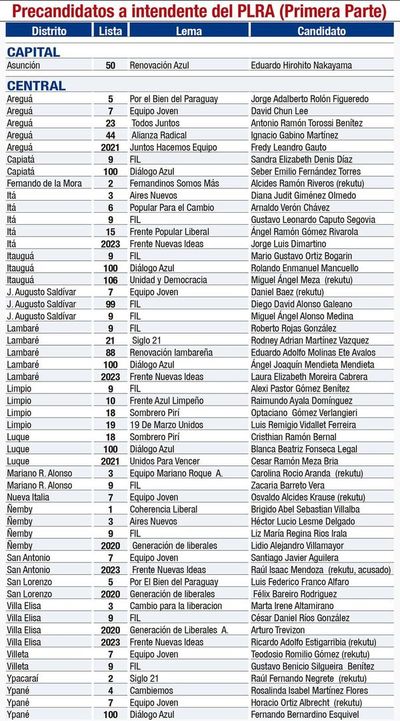 PLRA va por 208 distritos con 51 aspirantes a rekutu - Nacionales - ABC Color
