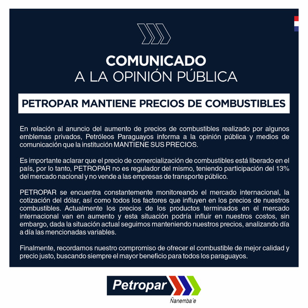 “Petropar mantiene sus precios de combustibles”, pero por esta semana, aclara su titular, Denis Lichi - ADN Digital