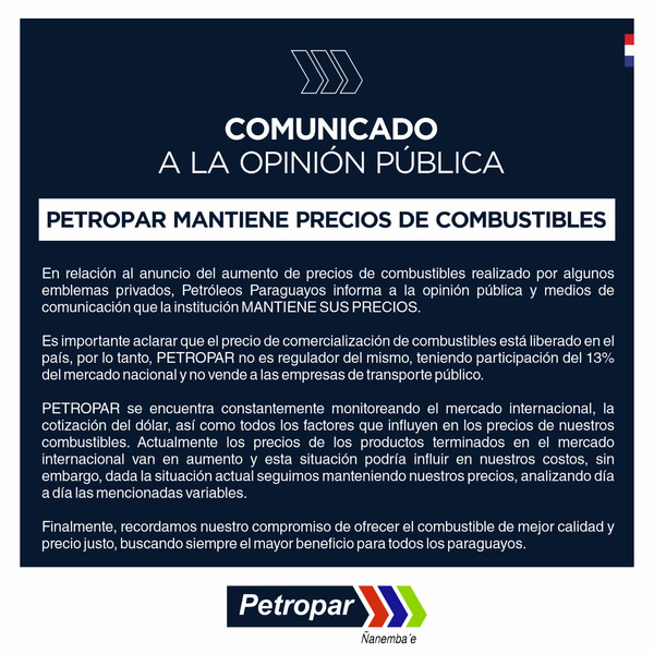 “Petropar mantiene sus precios de combustibles”, pero por esta semana, aclara su titular, Denis Lichi - ADN Digital