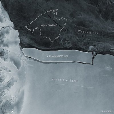 Se desprende de la Antártida el iceberg más grande del mundo con 170 km de largo y 25 km de ancho
