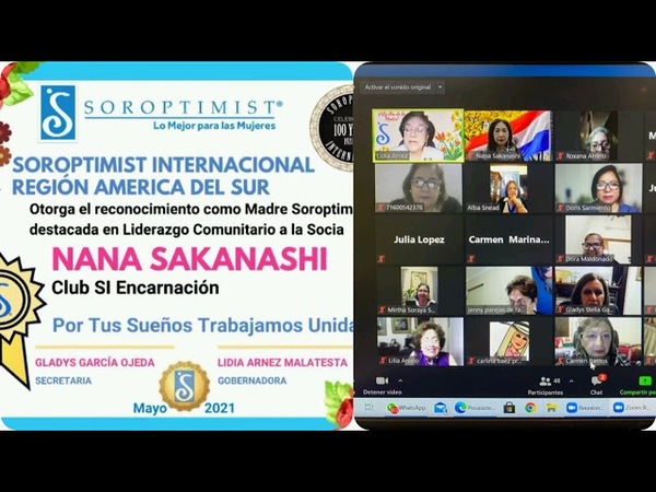 SOROPTIMIST INTERNACIONAL ENTREGÓ RECONOCIMIENTO A MADRES DEL CLUB DE ENCARNACIÓN