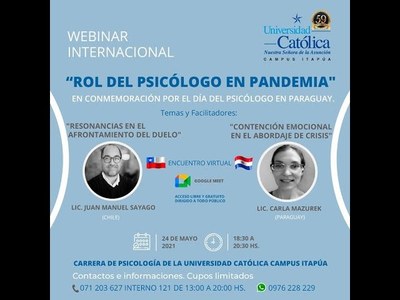 UCI INVITA AL WEBINAR ''ROL DEL PSICÓLOGO EN PANDEMIA''