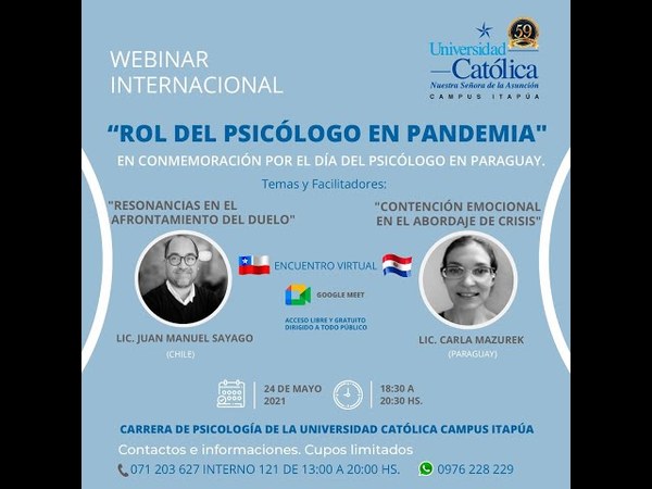 UCI INVITA AL WEBINAR ''ROL DEL PSICÓLOGO EN PANDEMIA''