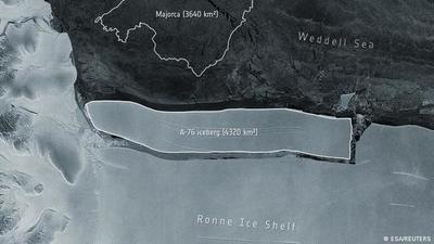 Calentamiento terrestre separó de la Antártida al más grande iceberg