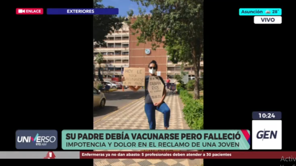 Diario HOY | Luciana Ríos perdió a su padre por el Covid-19 y decidió hacer una protesta frente al IPS