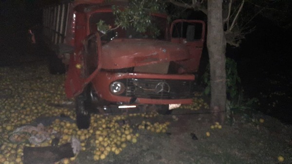 CAMIÓN VOLCÓ CON 10.000 KG DE POMELOS EN ALTO VERÁ