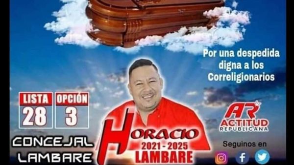 Campaña con ataúd: "El afiche es falso, pero ayudo con cajones"