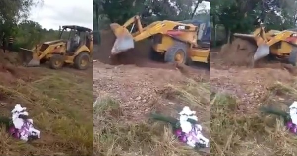 La Nación / Indigna entierro de docente con un tractor por COVID