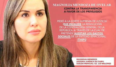 La esposa de Trato apu'a zapatea contra intención de auditar gastos sociales de Itaipú - Noticiero Paraguay