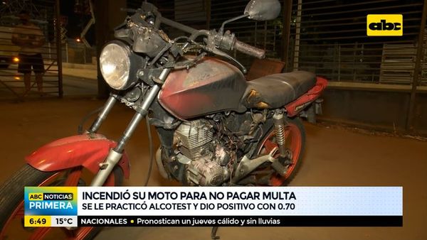 Incendió su moto para no pagar multa - ABC Noticias - ABC Color