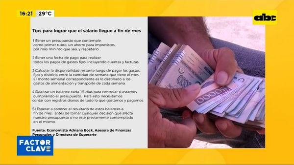 Tips para lograr que el salario llegue a fin de mes - Factor Clave - ABC Color
