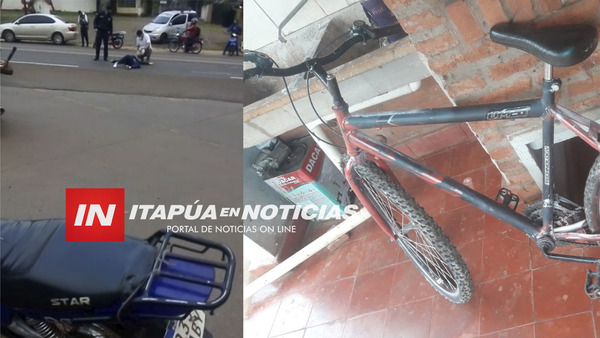 UN AUTOMÓVIL EMBISTIÓ A UNA CICLISTA SOBRE LA RUTA N° 6 ZONA DE ARROYO PORÃ