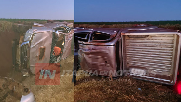 ASÍ QUEDÓ CAMIONETA TRAS VOLCAR EN CARONAY.