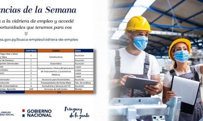 Bolsa de empleo: Hay 114 vacancias en distintas áreas