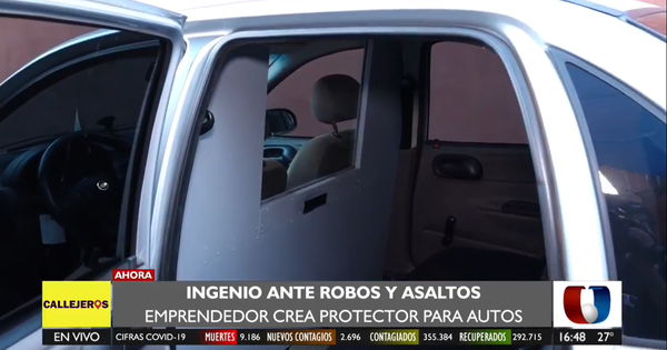 Ante robos y asaltos, emprendedor crea mampara antivandálica para autos