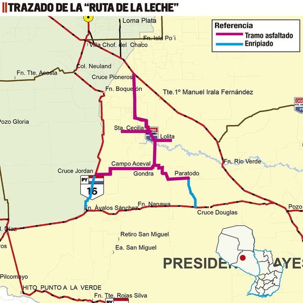 Adjudican último tramo que faltaba de la “Ruta de la Leche”, por G. 80.028 millones - Nacionales - ABC Color