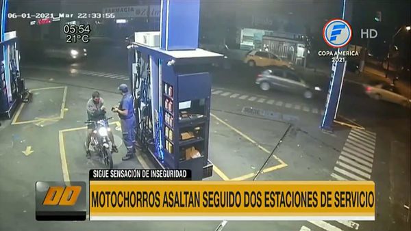 Motoasaltantes roban seguido dos estaciones de servicios en Asunción