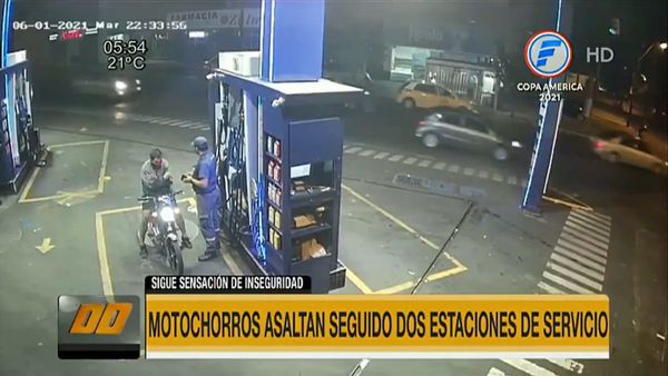Motoasaltantes roban seguido dos estaciones de servicios en Asunción