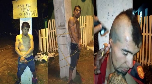 Diario HOY | “Esto me pasó por robar”: atrapan a ladrón, lo atan a un poste y lo peluquean