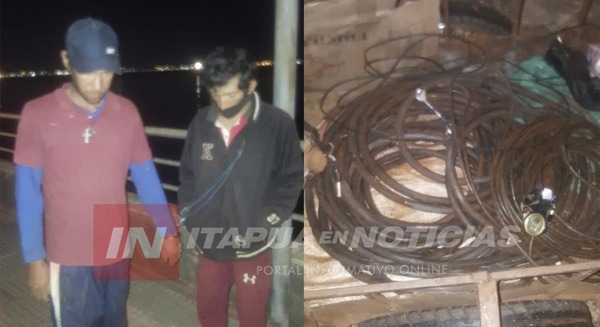 SORPRENDEN A DOS HOMBRES HURTANDO CABLES.