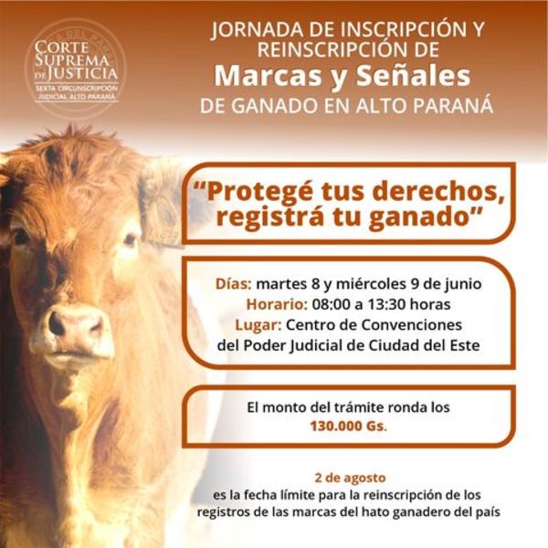 Realizarán jornada de inscripción y reinscripción de marcas y señales
