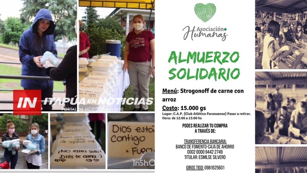 RECAUDAN FONDOS PARA AYUDAR MEDIANTE UN ALMUERZO SOLIDARIO.