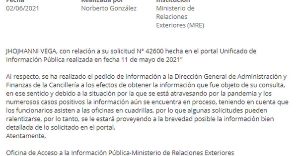 La Nación / Cancillería se escuda en la pandemia para no proveer de información