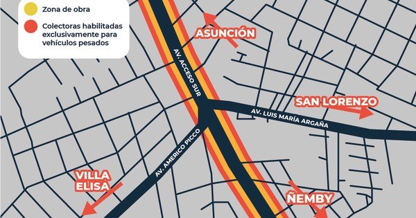 La Nación / No se interrumpirá el tránsito pesado en Acceso Sur por obras en Tres Bocas