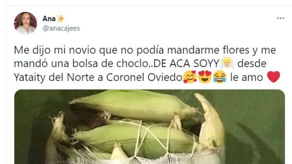 Joven regaló una bolsa de choclo a su novia