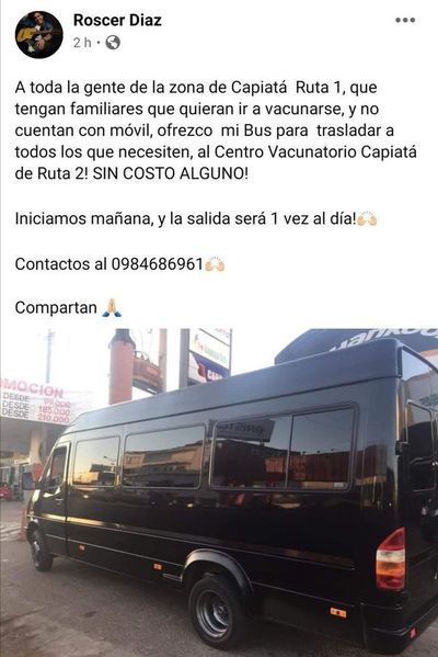 Solidaridad que se contagia: suman conductores para llevar a abuelitos a vacunarse - Nacionales - ABC Color