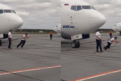 Un ruso bate récord al arrastrar un avión de 40 toneladas