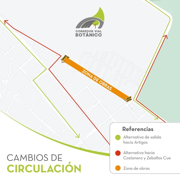 Corredor Vial Botánico: disponen desvíos por obras sobre avenida Primer Presidente | .::Agencia IP::.
