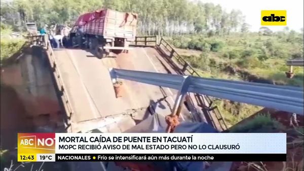 MOPC recibió aviso de mal estado de puente, pero no clausuró - ABC Noticias - ABC Color