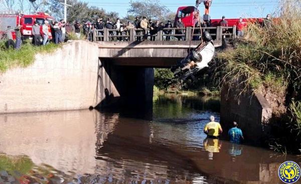 Un auto cae a un arroyo y mueren tres ocupantes en Paraguarí •