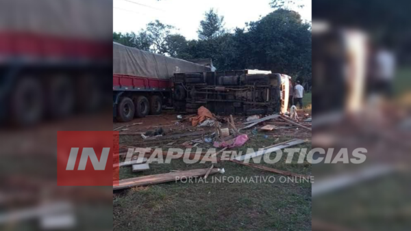 ACCIDENTE DEJA DAÑOS MATERIALES EN CURUÑAI CORONEL BOGADO.