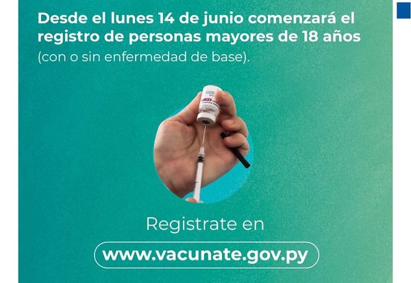 Mañana se habilita registro de vacuna anticovid para mayores de 18 años