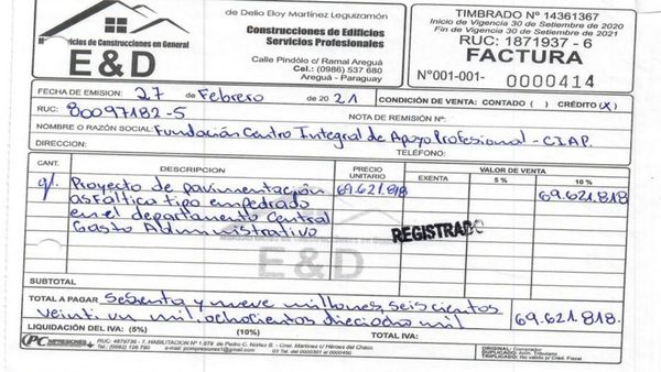 Pagaron por proyecto de empedrado a una empresa inexistente